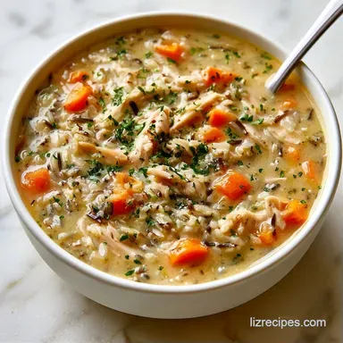 Creamy Crockpot Chicken Wild Rice Soup Recipe Card