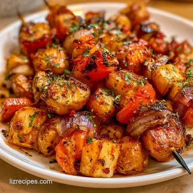 Grilled Vegetable Kebabs with Potatoes Recipe Card