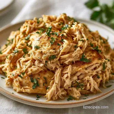 Simple Slow Cooker Shredded Chicken for 8 Recipe Card