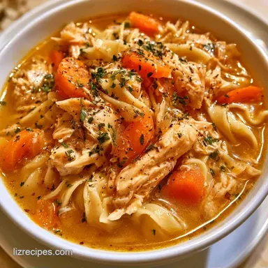 Slow Cooker Chicken Noodle Soup for 8 Recipe Card