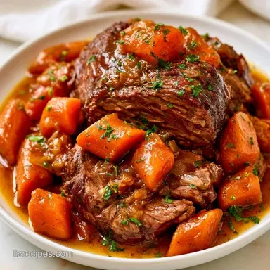 Slow Cooker Pot Roast for 8 Servings Recipe Card