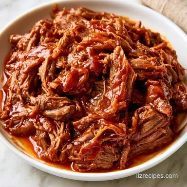 Slow Cooker Shredded Beef for 8 Servings Recipe Card