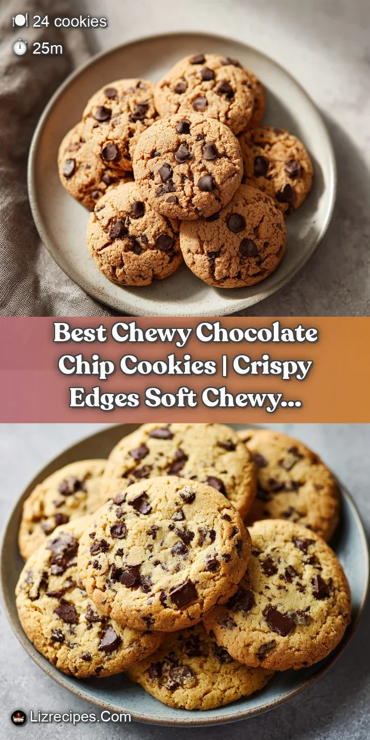 Close-up of a chewy chocolate chip cookie, golden edges, soft center, and oozing dark chocolate.