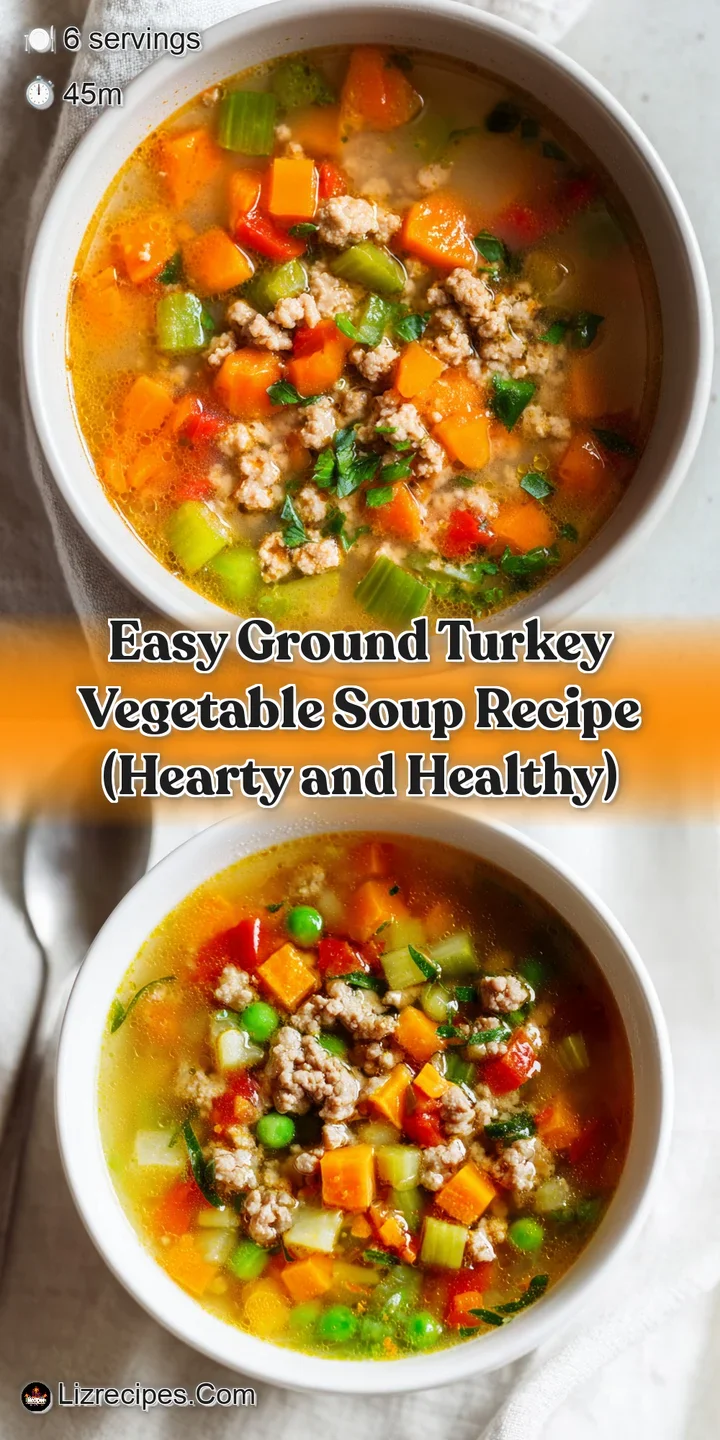 Close-up of savory browned turkey and tender diced vegetables simmering in a rich, steaming aromatic broth.