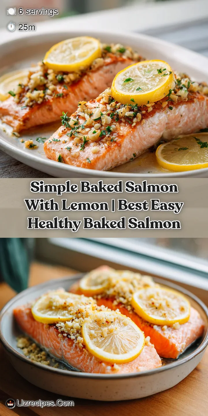 Macro shot of moist, flaky pink salmon with glistening golden edges and a bright yellow lemon slice on top.