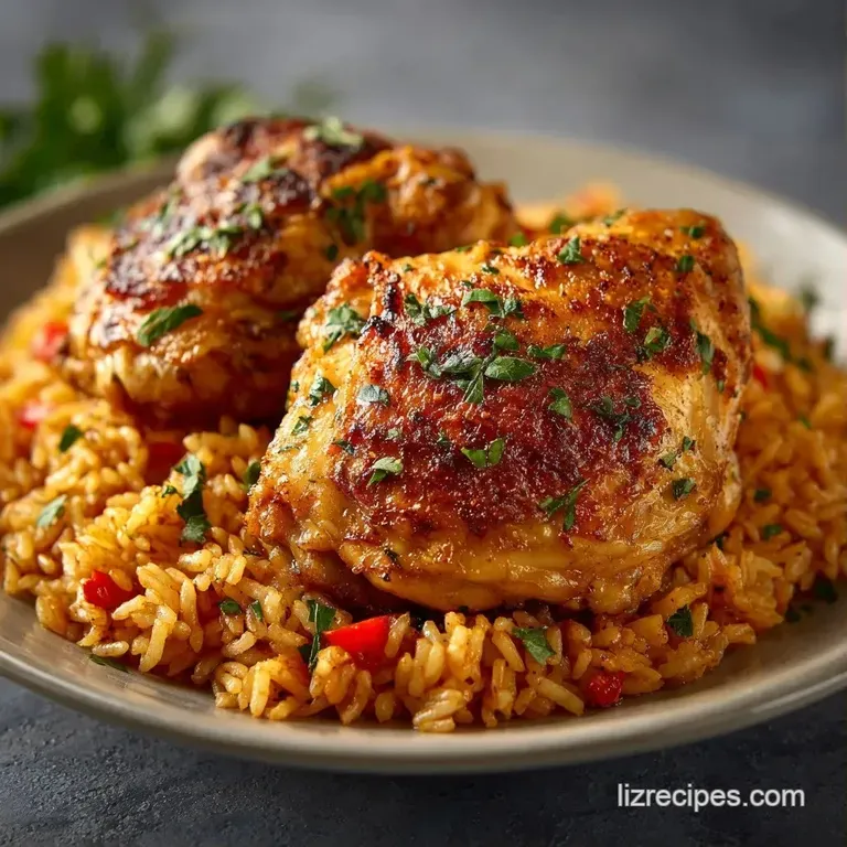 A generous scoop of creamy rice and tender chicken topped with melted gold cheese on a modern ceramic plate