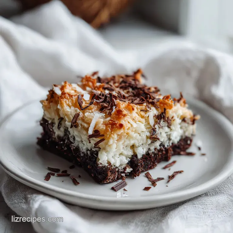 A single, perfectly cut bar with toasted coconut flakes and a hint of caramel richness.