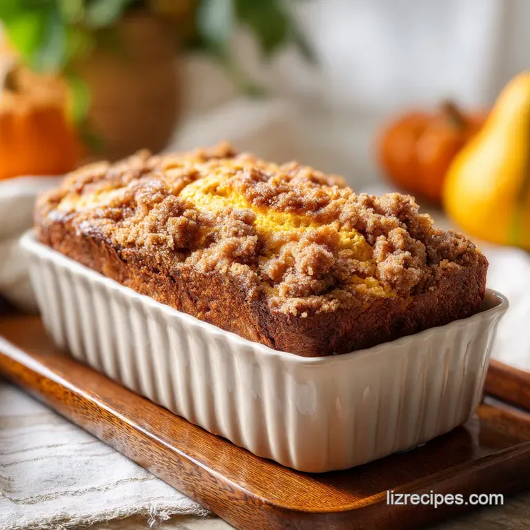A thick slice of pumpkin bread, showcasing its golden crust and fluffy interior, artfully arranged.