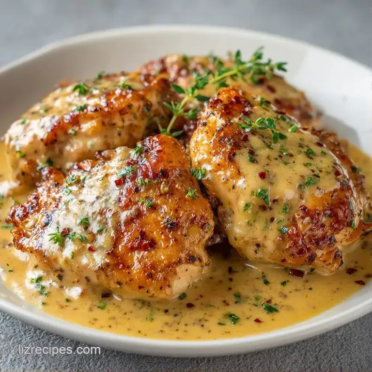 Slices of moist chicken smothered in savory brown gravy, served over a mound of fluffy white mashed potatoes.