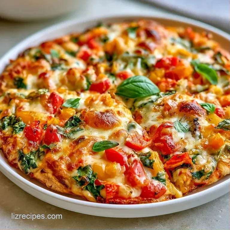Slices of cheesy pizza on a rustic wooden board, garnished with fresh green basil and a dusting of parmesan.